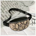 Fashion Faux Leather Outdoor Travel Belt Bum Bags Waterproof Snake White Python Pattern Crossbody Fanny Pack Women Waist Bag